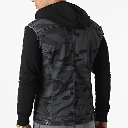 Veste Jean A Capuche 2467 Camouflage Noir Gris Anthracite