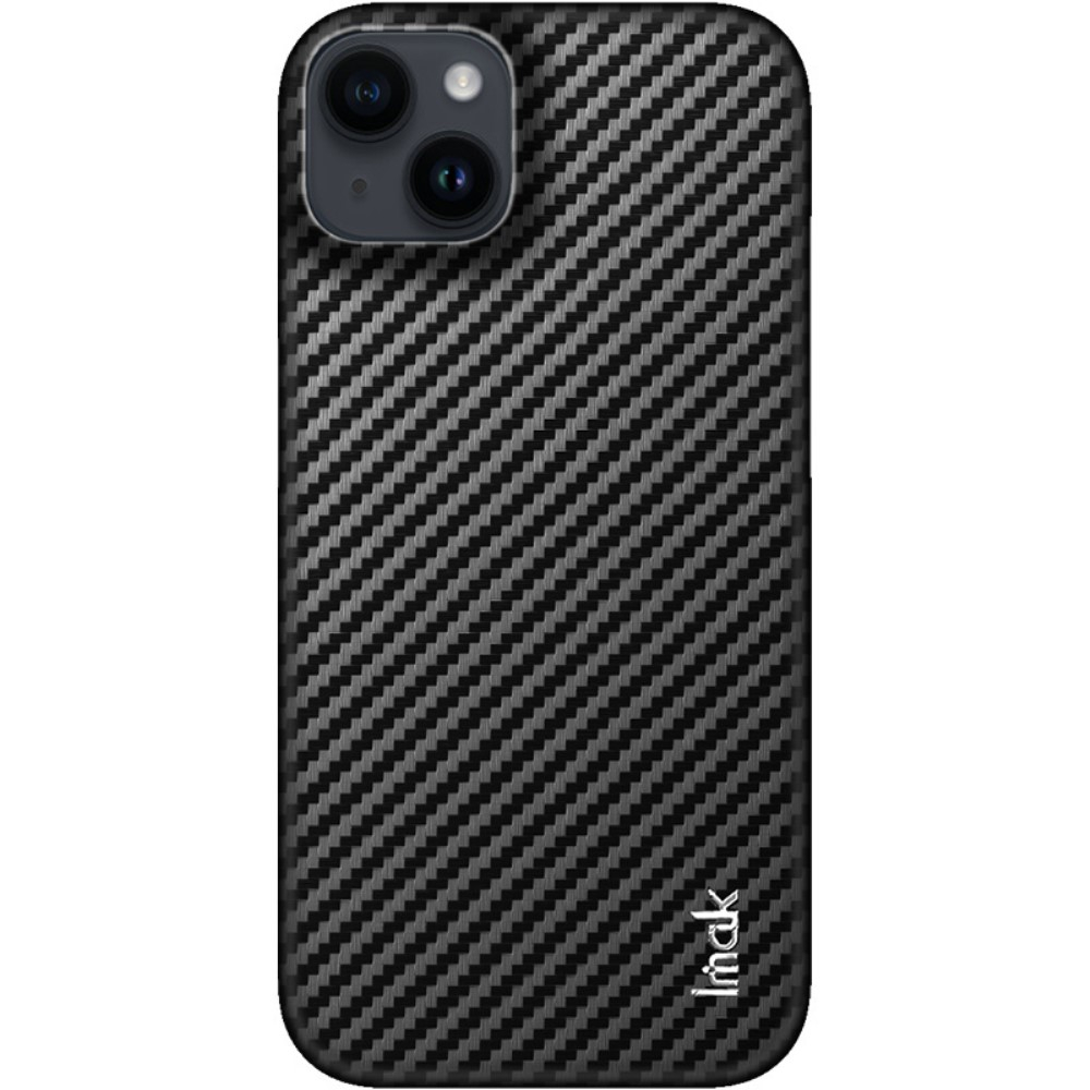 iPhone 14 Hardcase Leder Hülle im Carbon Look - Schwarz