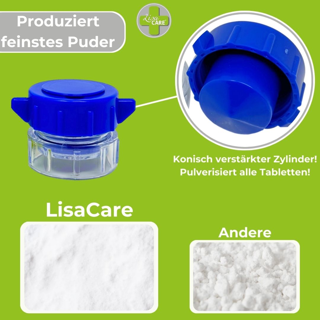 LisaCare Tabletten Mörser 5cm x 4,5cm PillenCrusher - Blau