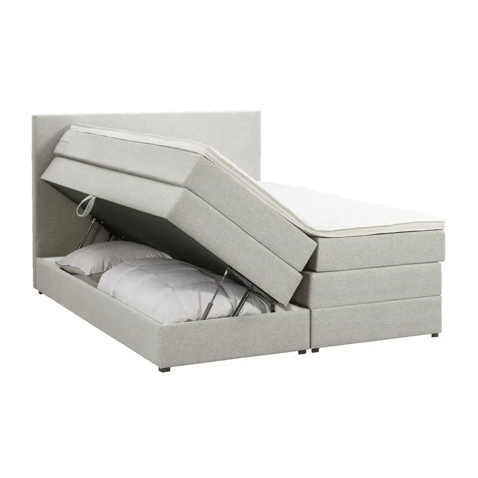 Boxspring met opbergruimte Liv egaal - ecru - 160x200 cm