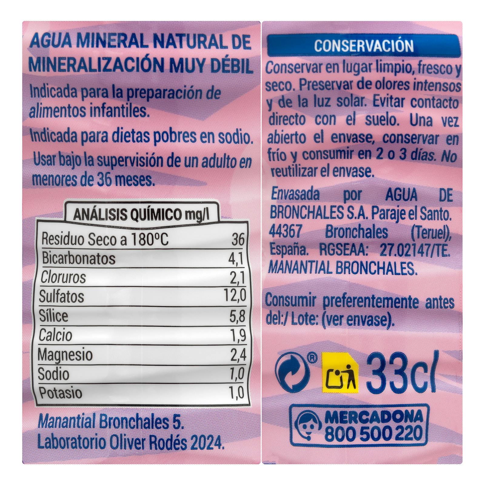 Bronchales petite eau minérale avec bouchon enfant