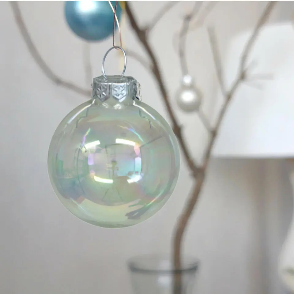 Kerstballen glas 15x-transparant parelmoer 4 cm- milieubewust