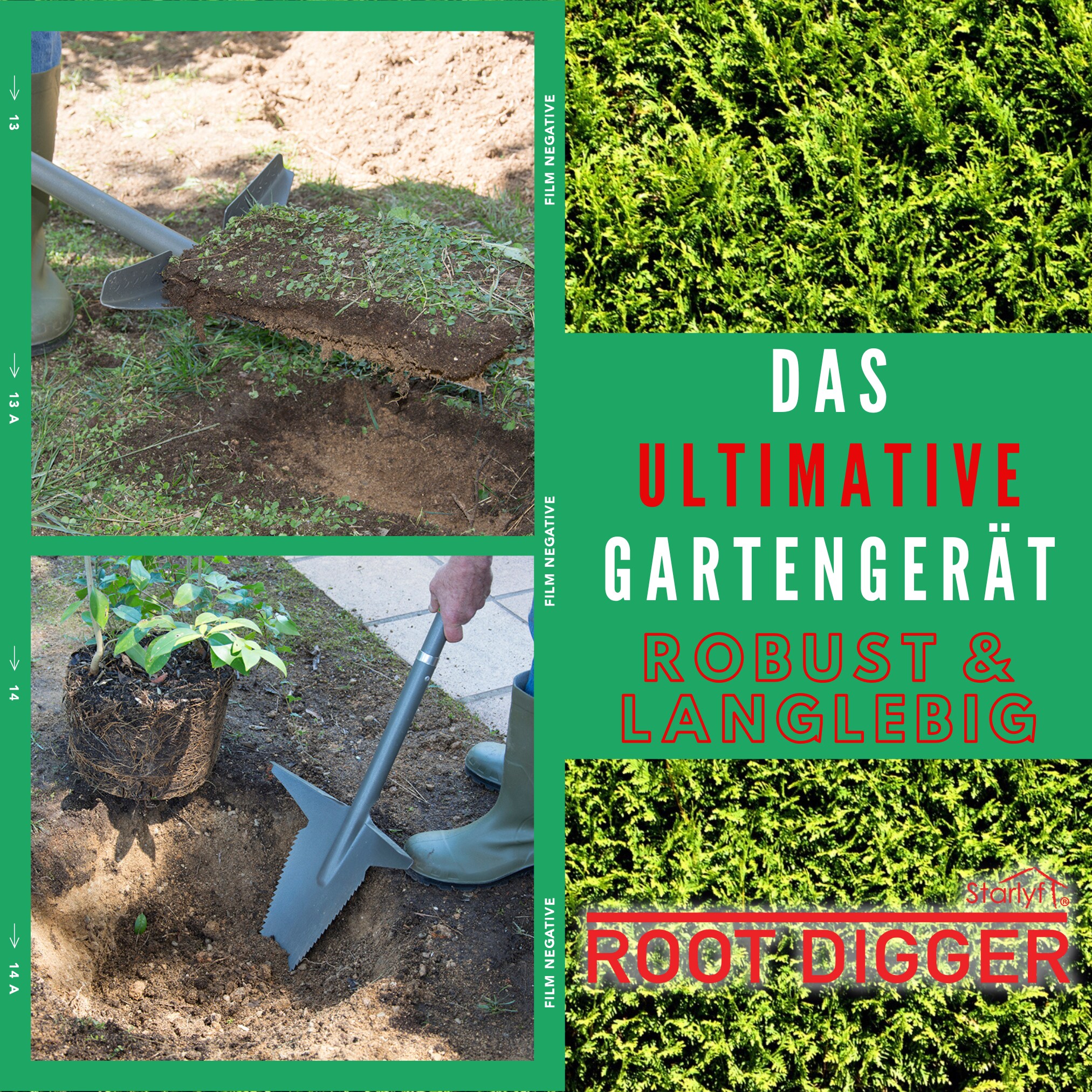 Starlyf® Wurzelspaten - Aus einem Guss - Spaten mit Säge Root Digger