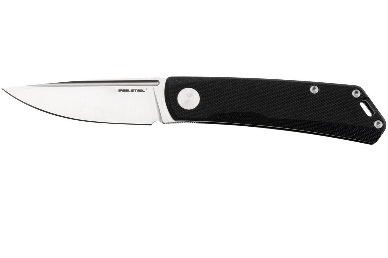 Real Steel Phantom Flipper Double Detent 7008BS Satin D2, Black G10, zakmes