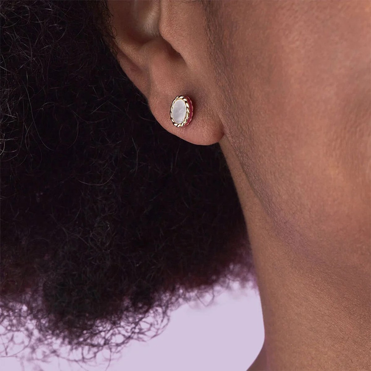 Boucles d'oreilles puces Agatha Atma nacre rose