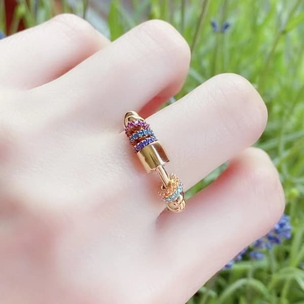 INF Anti-stress ring med roterende perler Flerfarget 18.2 mm