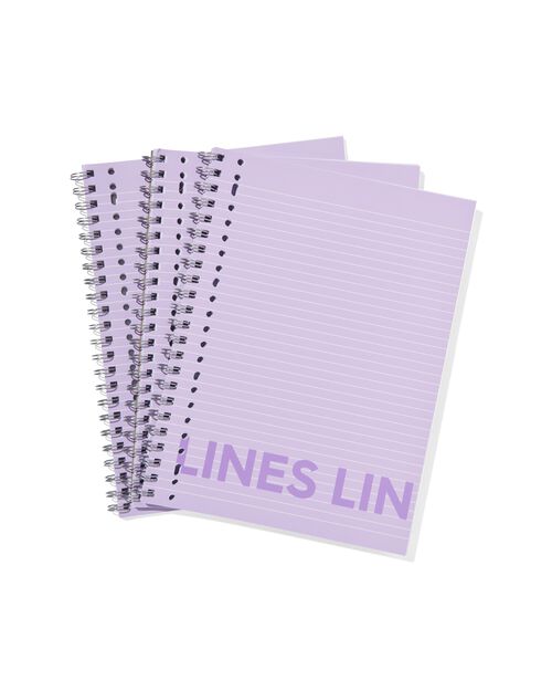 cahiers lilas A4 lignés - lot de 3