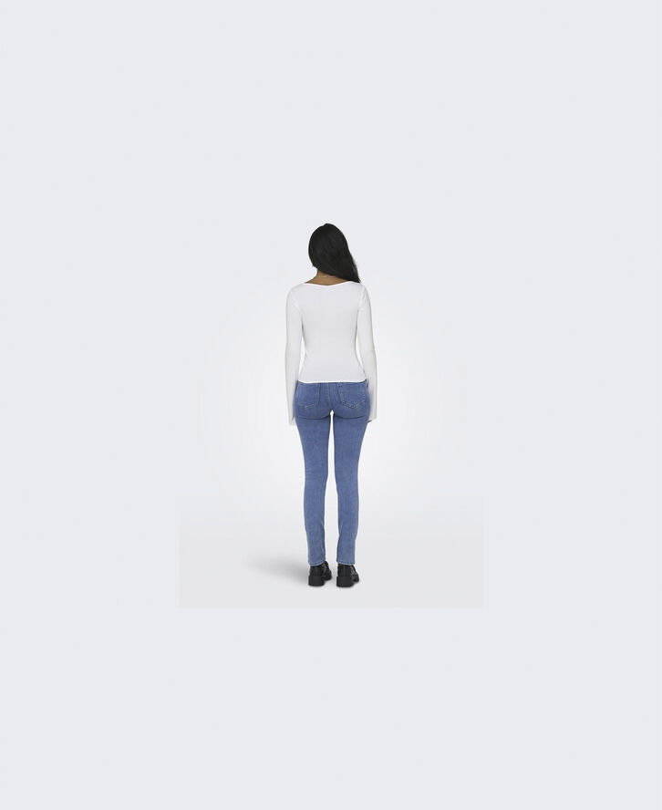 ONLY ONLFELINA L/S BOATNECK SLIT TOP CS White