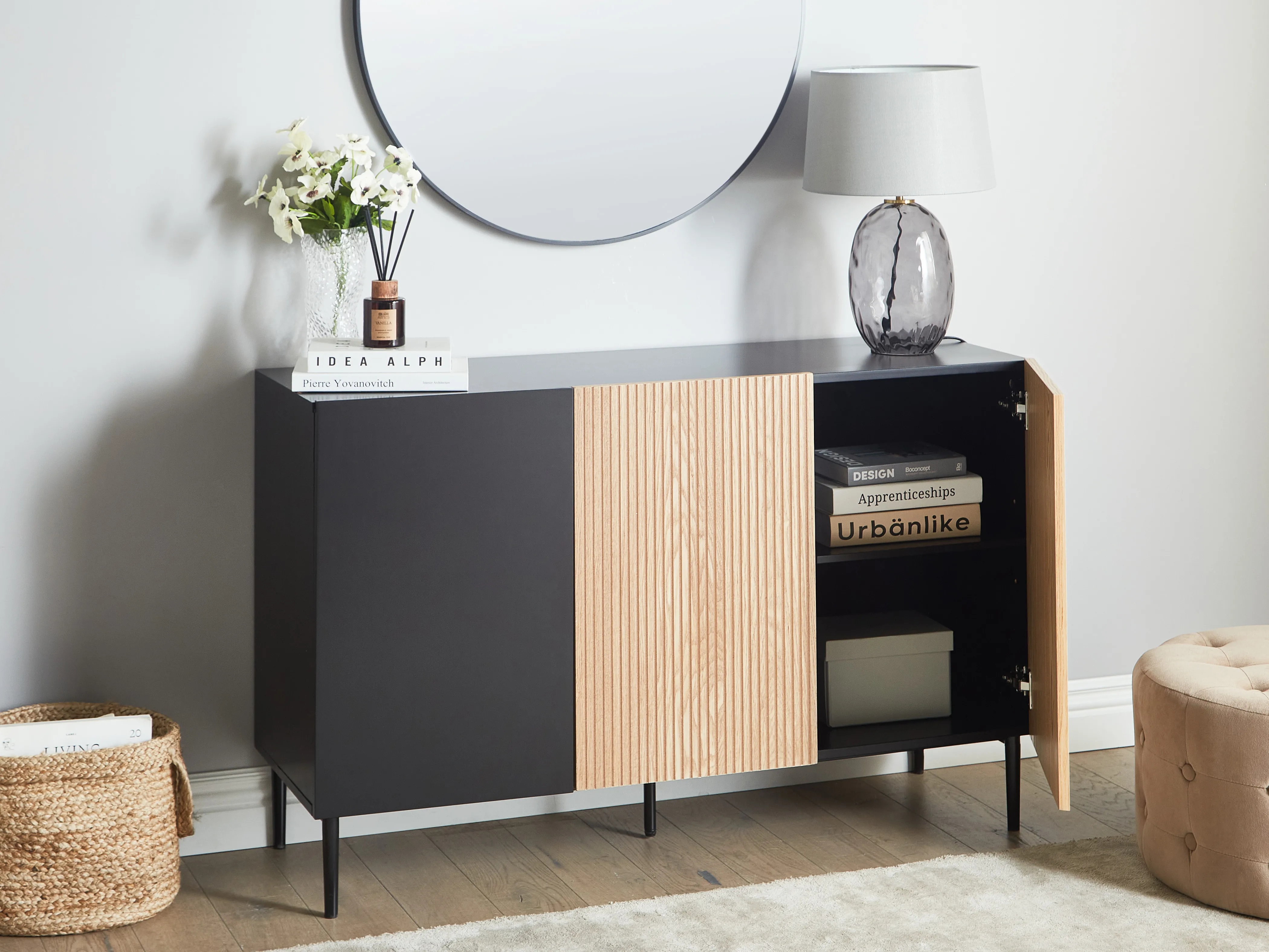 Kast BLYTHE Natuurlijk essenhout Zwart