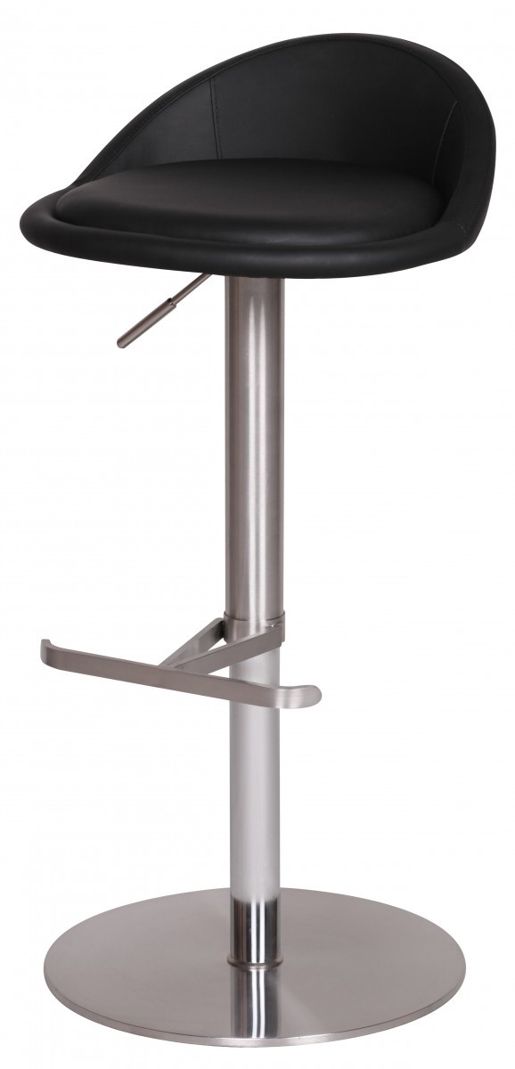 Barhocker - schwarz-silber - Edelstahl-Kunstleder - höhenverstellbar
