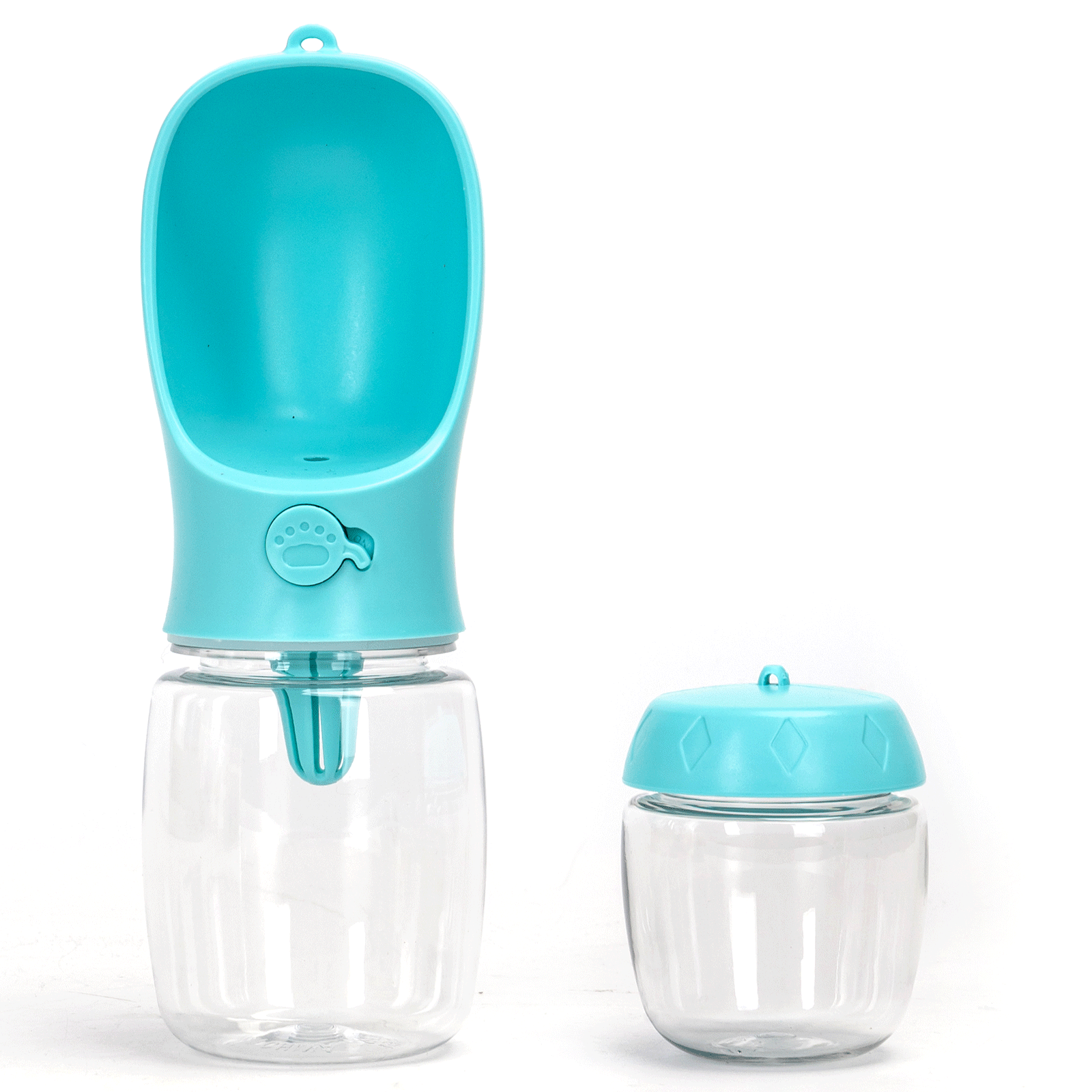 Garrafa de água Nobleza Pet, 350ml, para cães e gatos, com recipiente para ração de 100ml, ideal para passeios, viagens e acampamentos.
