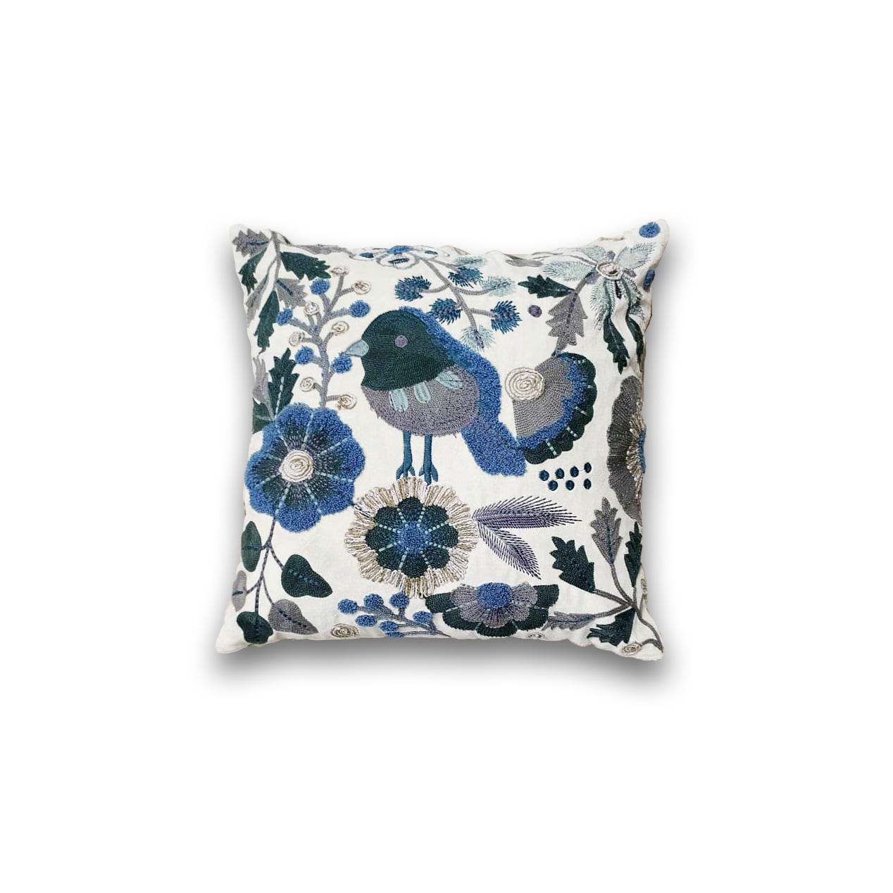 Kissen 'Ragvah' weiß-blau, H 40 cm, B 40 cm von fischer's lagerhaus