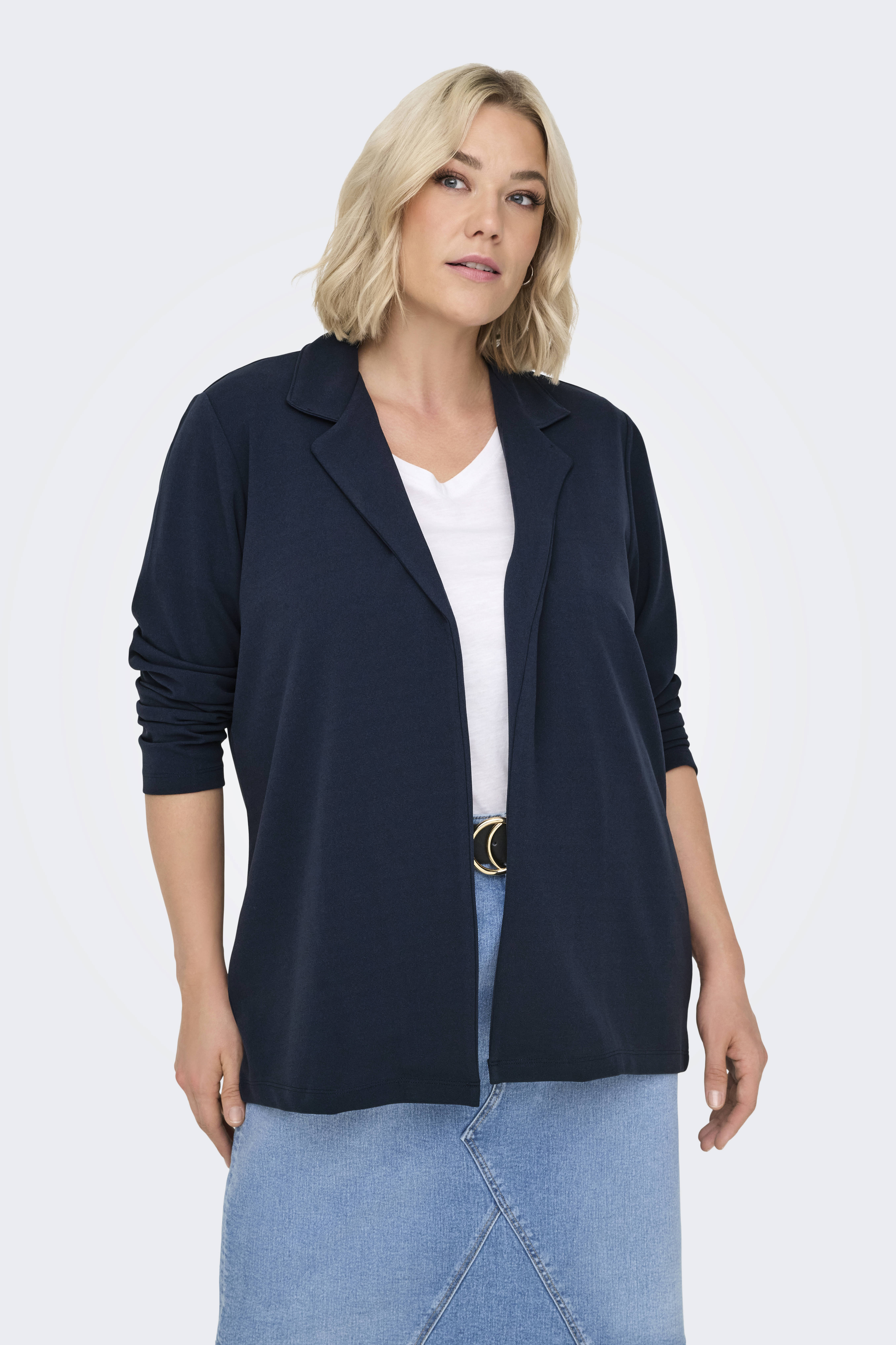 ONLY CARMAKOMA rechtvallende blazer CARSANIA donkerblauw