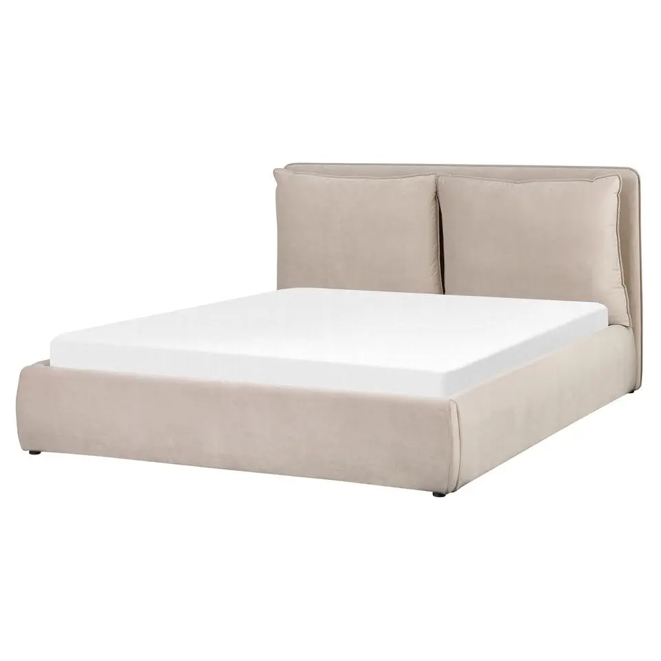 BAJONNA - Bed met opbergruimte - Beige - 160 x 200 cm - Fluweel