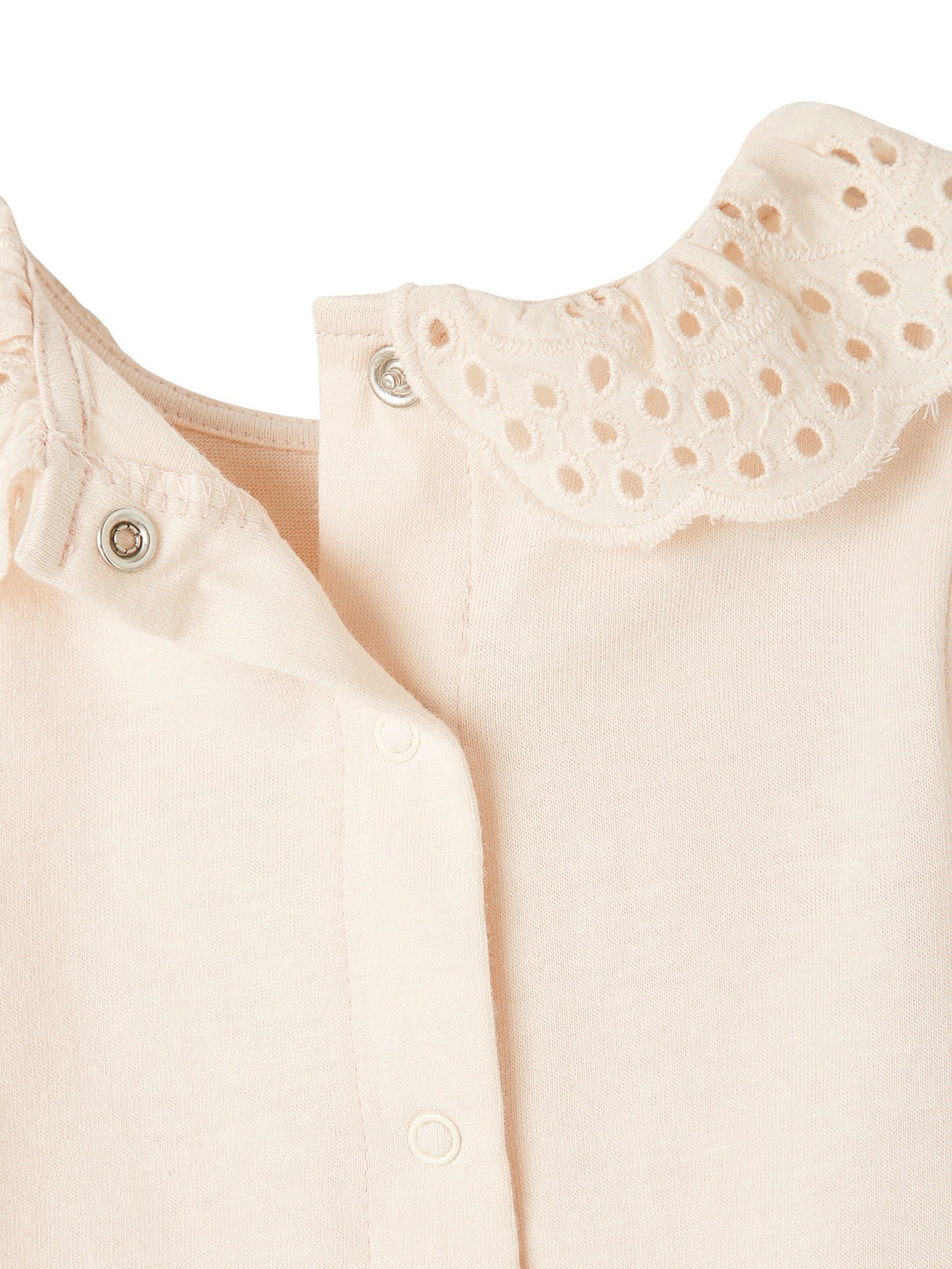Vertbaudet Baby Shirt mit besticktem Kragen hellbeige