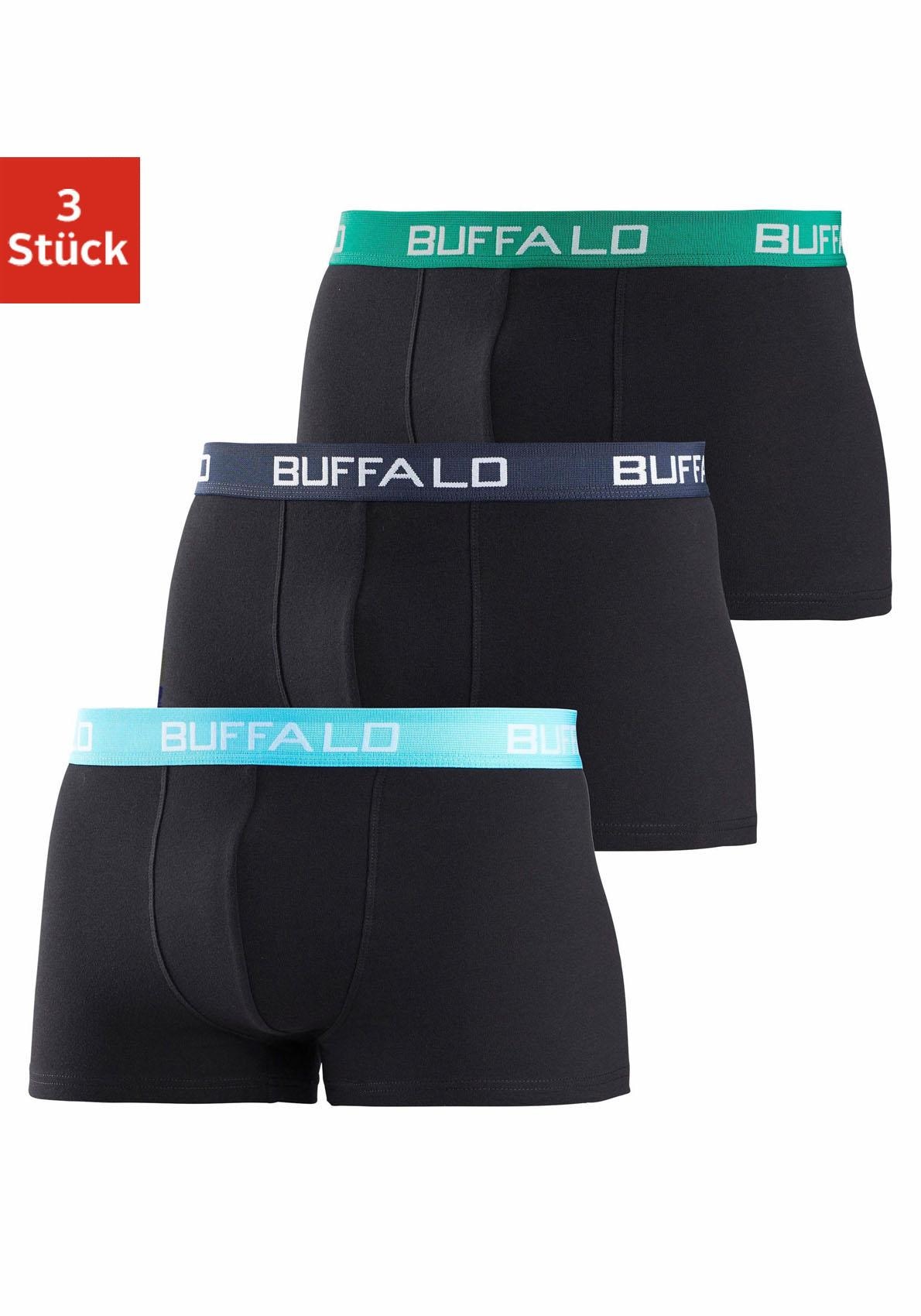 Buffalo Boxer »Boxershorts für Jungen«, 3 Stk. mit kontrastfarbenem Bündchen