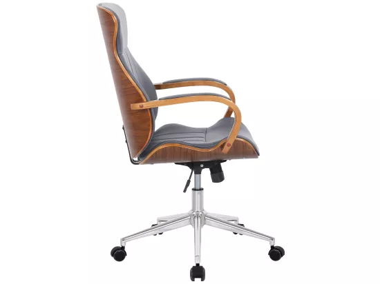 Chaise de bureau - Similicuir & Métal chromé - Noyer / Gris - Melilla