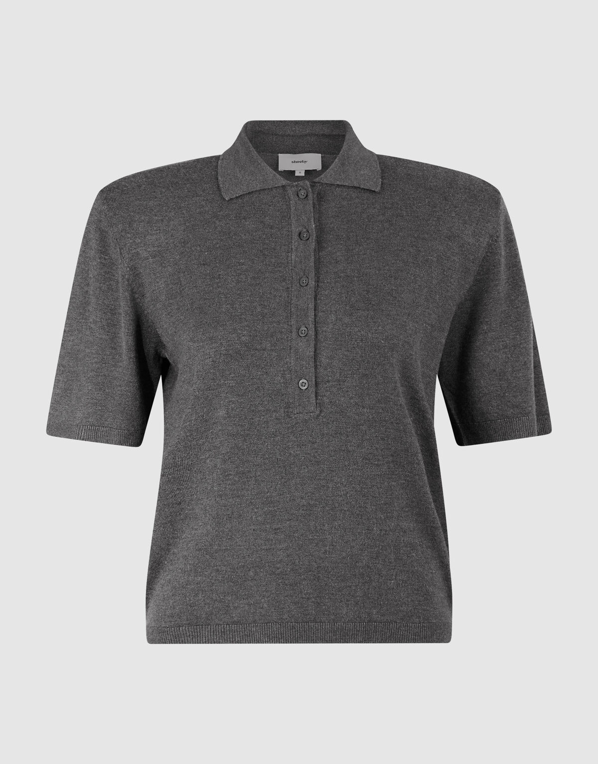 Shortsleeve Gebreide Polo Donkergrijs