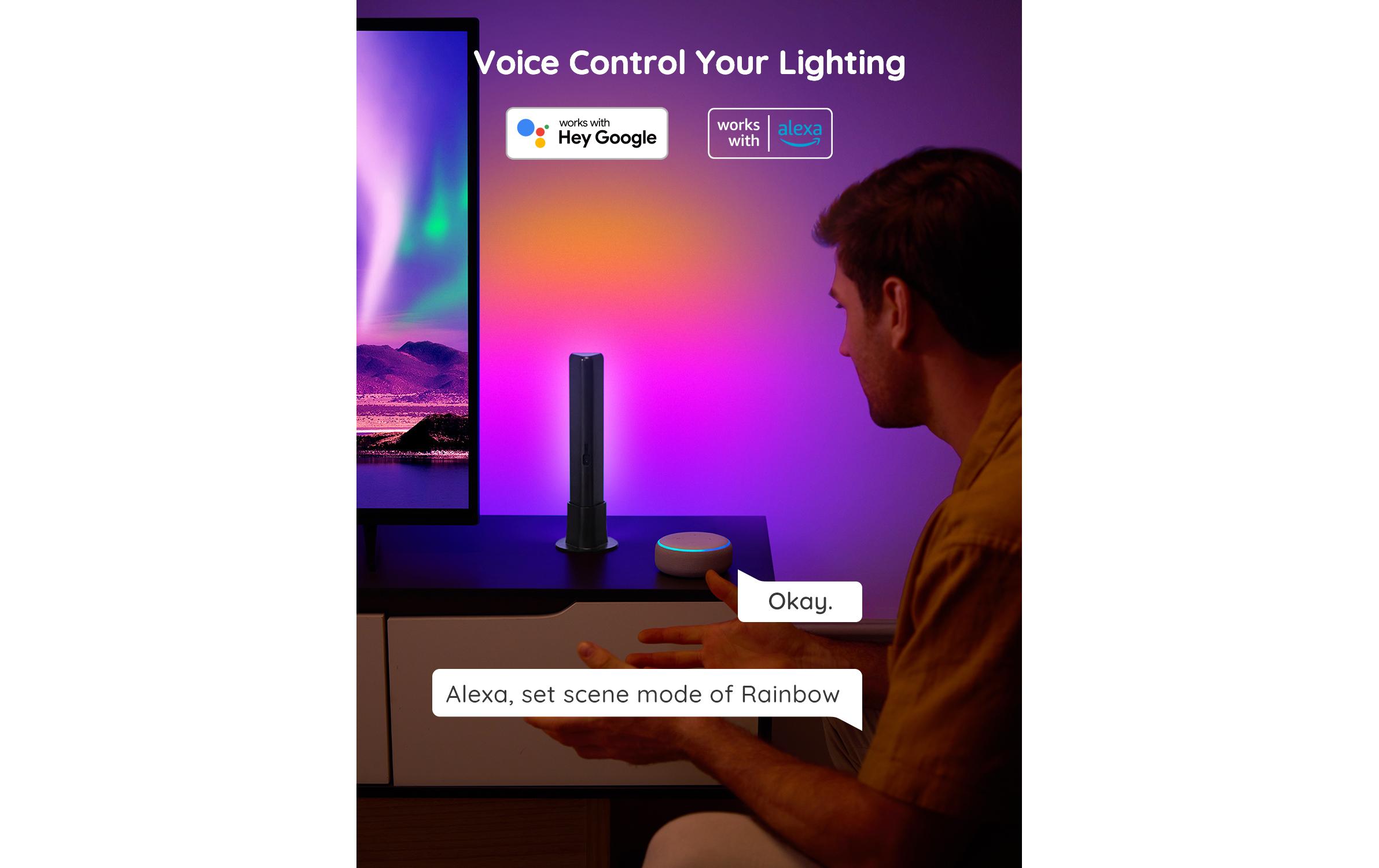 Lichtbalken Flow Plus, RGBICWW, WiFi + BluetoothSmarte Lichtbalken für Displays mit Grösse bis 45 Zoll