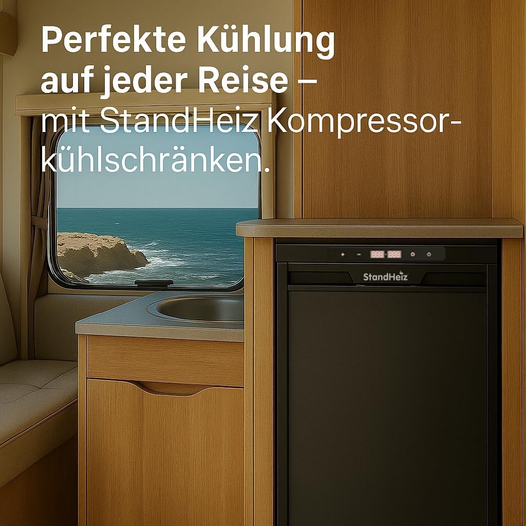 65L Kompressor Kühlbox mit APP-Steuerung 12V 24V, Energiesparender Mini Kühlschrank mit seitlich öffnender Tür, Kühlschrank klein mit Gefrierfunktion für Auto, LKW, Boot, Reisemobil, Camping