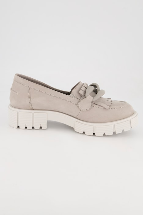 Caprice Leder-Loafer, Zierkette, Fransen, Komfortweite