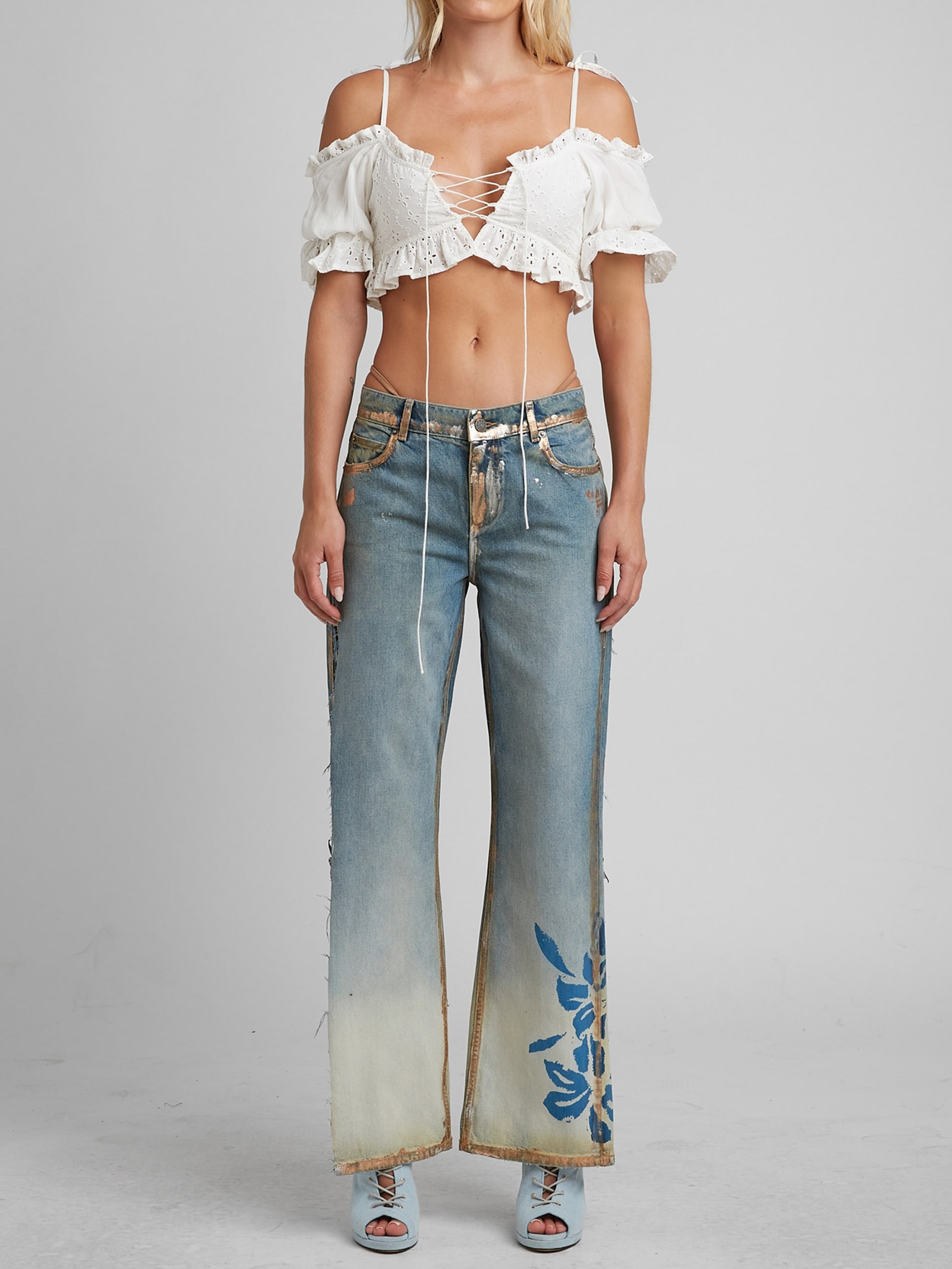 Calça jeans floral