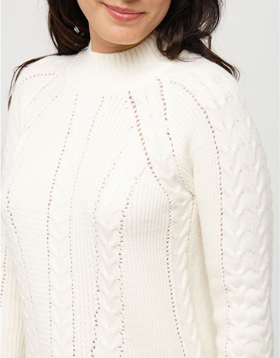 Pull doux écru torsades