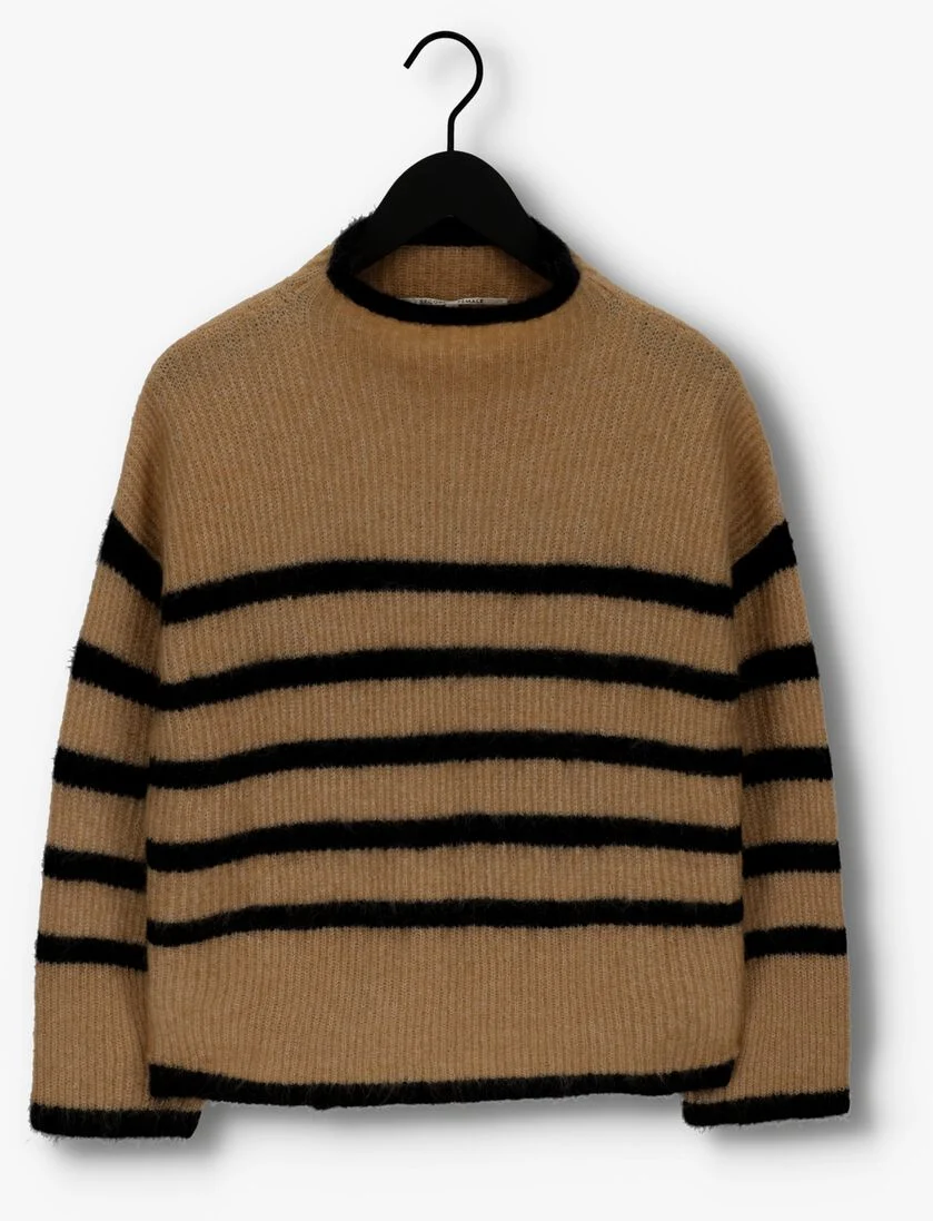 SECOND FEMALE camel second female trui ovalis knit t-neck