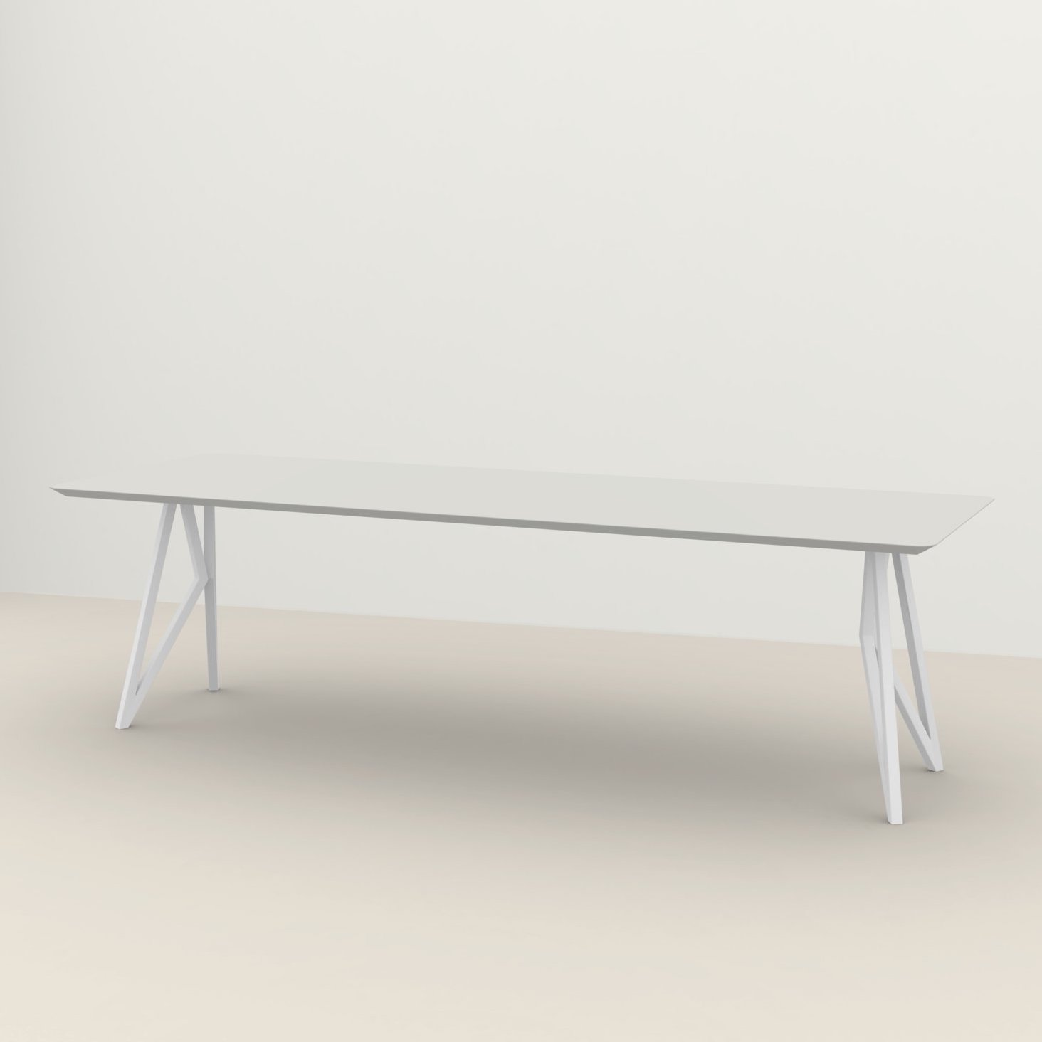 Studio HENK tafel Butterfly Rechthoekig - wit frame, HPL Fenix bianco kos 160 x 90 | HPL Fenix Bianco Kos | Verjongde Rand | Frame Wit