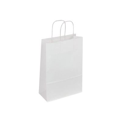 50 Sacs cadeau kraft - poignées torsadées - 22 cm x 10 cm x 30,5 cm - blanc