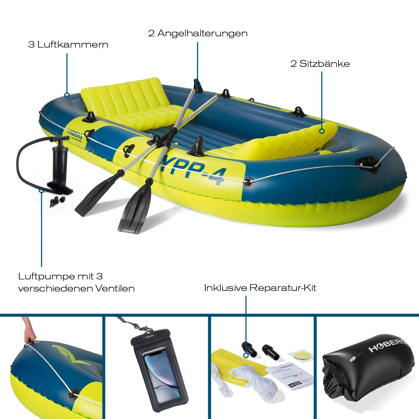 Hoberg Schlauchboot 4 Personen mehrfarbig