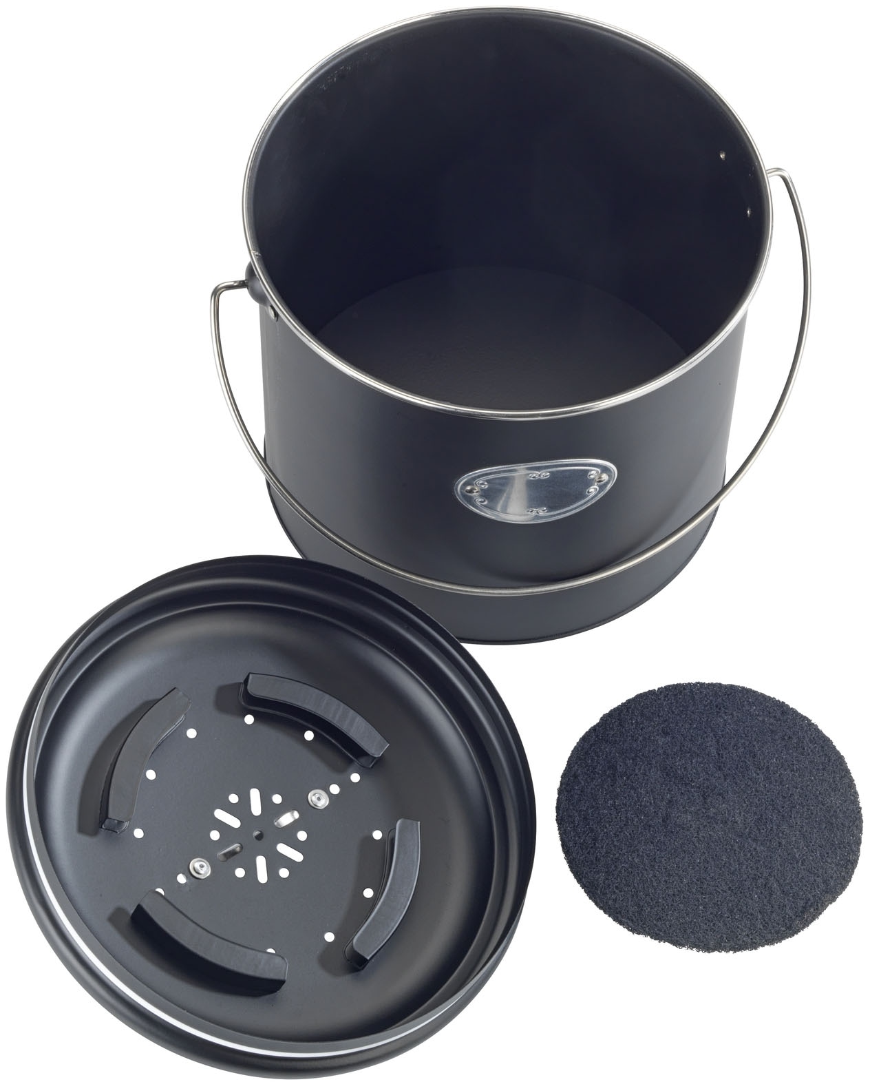 WENKO Biomülleimer »Modell Nero« Komposteimer aus Metall, inkl. 3 Aktivkohlefiltern zum Wechseln, 6 L