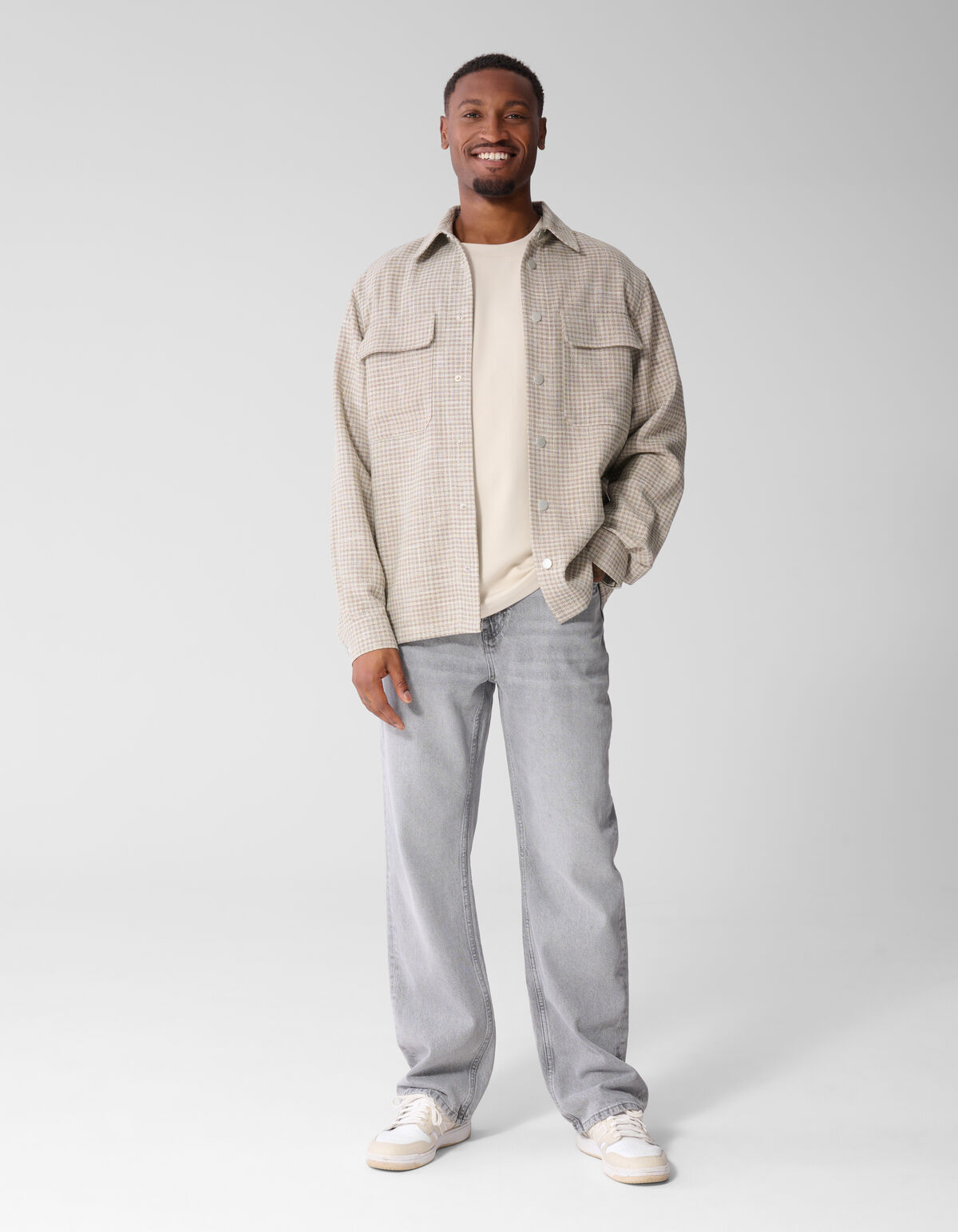 Melange Check Overshirt Zand