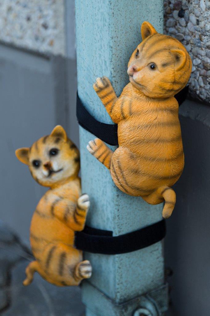 2er-Set Fallrohr-Kletterer KATZEN - braun - Polyresin