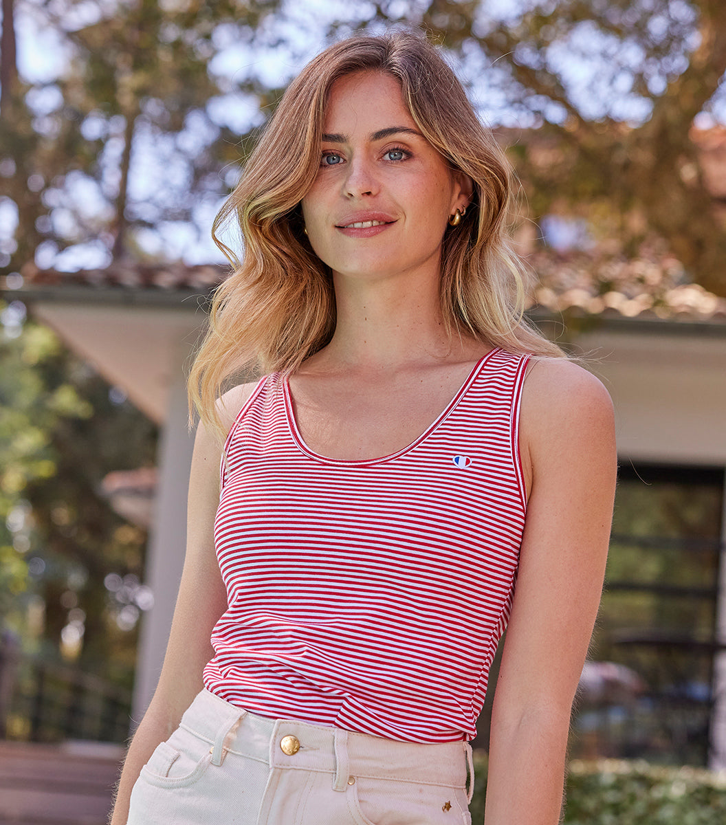 Débardeur Femme Rayé Rouge - Iconique