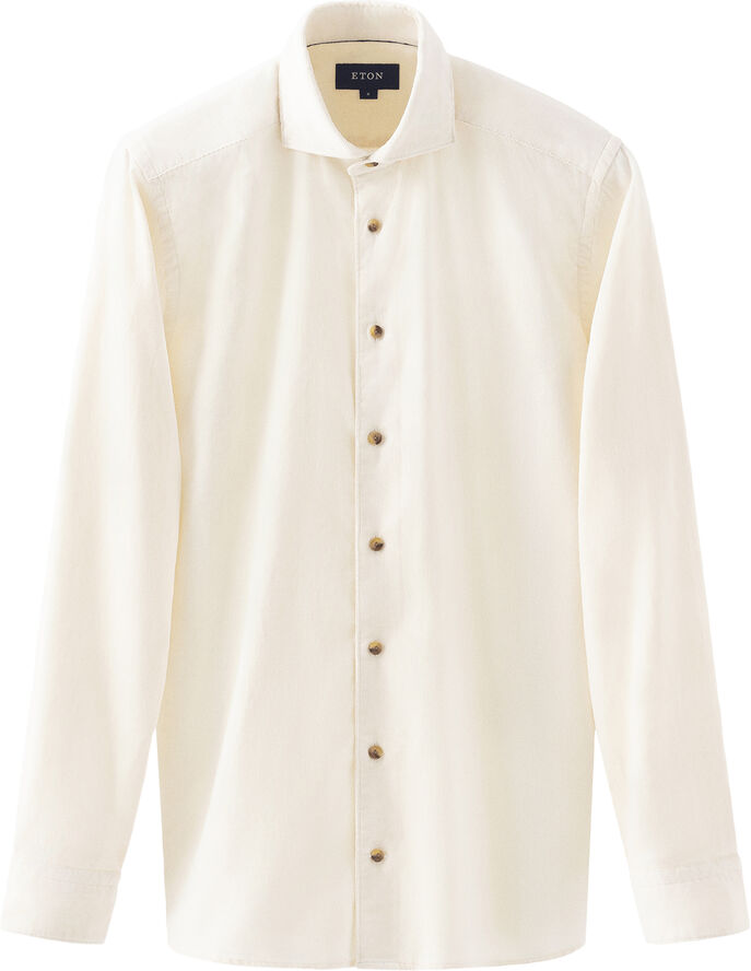 ETON Slim Fit White Fine Whale Coruroy Shirt Hvid