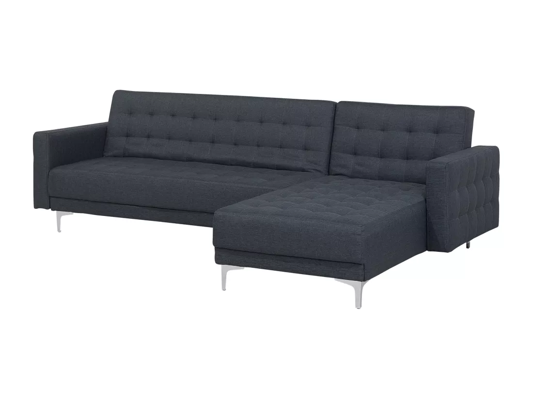 Canapé Angle à droite en Tissu Gris Foncé 4 Places Dossier Réglable Chic Aberdeen