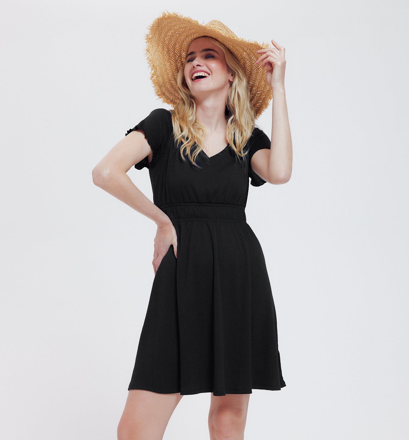 Robe manches courtes Femme - Noir
