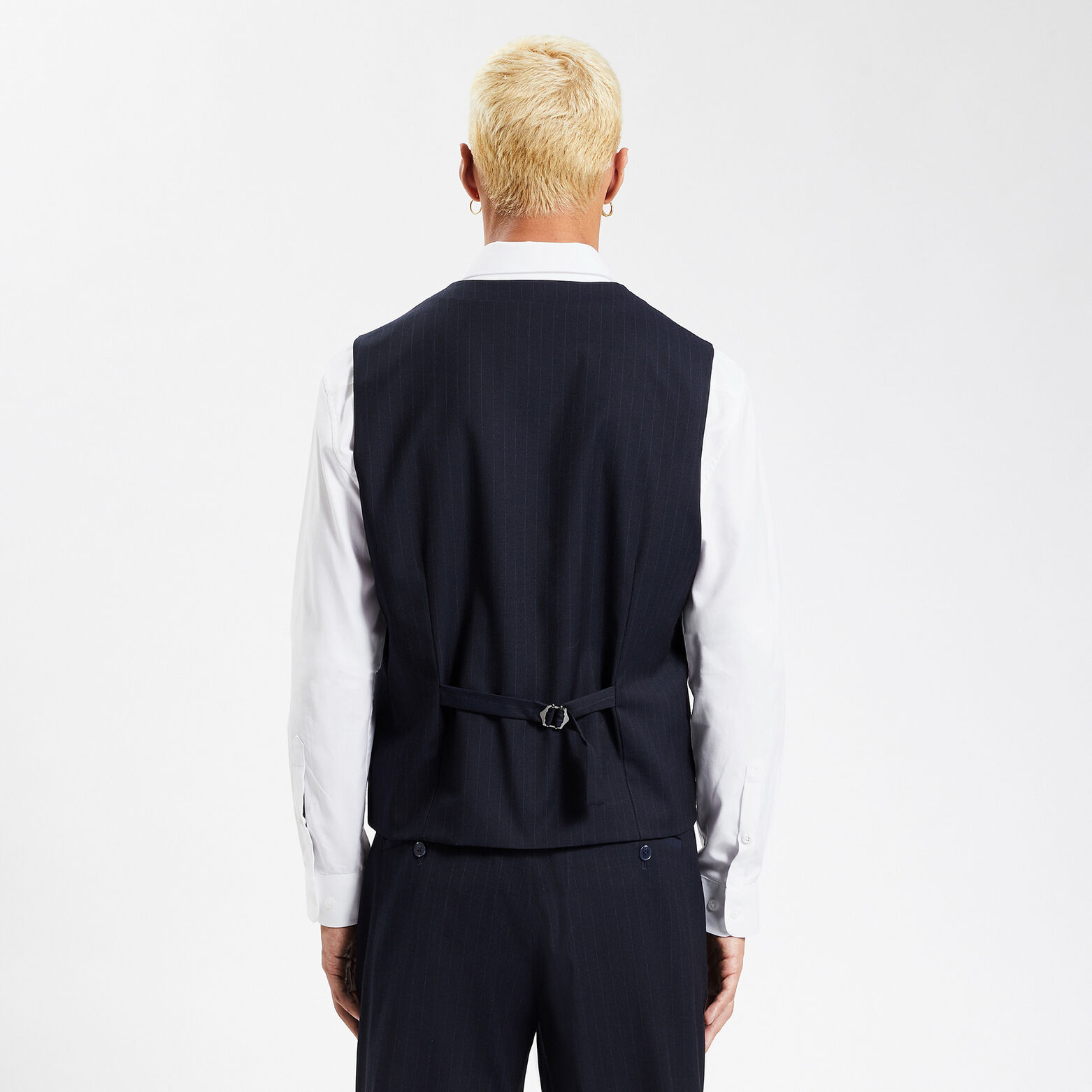 Gilet de costume rayé slim Bleu