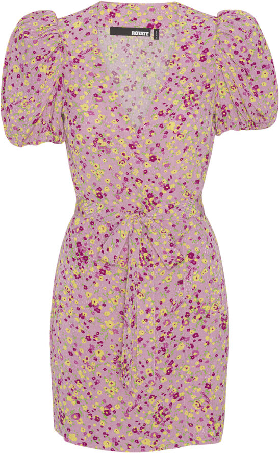 ROTATE Birger Christensen Jacquard Belted Dress Fuchsia pink comb.