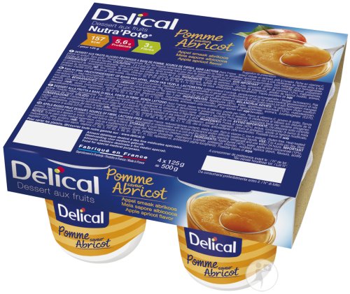 Delical Nutra'Pote Dessert Aux Fruits Pomme Abricot Pots 4x125g