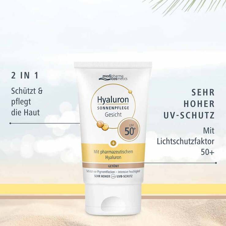 Hyaluron Sonnenpflege Gesicht LSF 50+ getönt, 50 ml