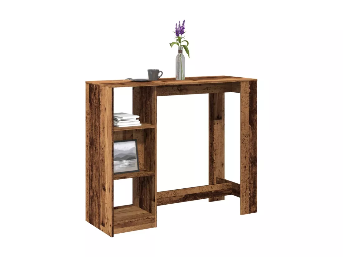 Table de bar avec étagère vieux bois bois d'ingénierie