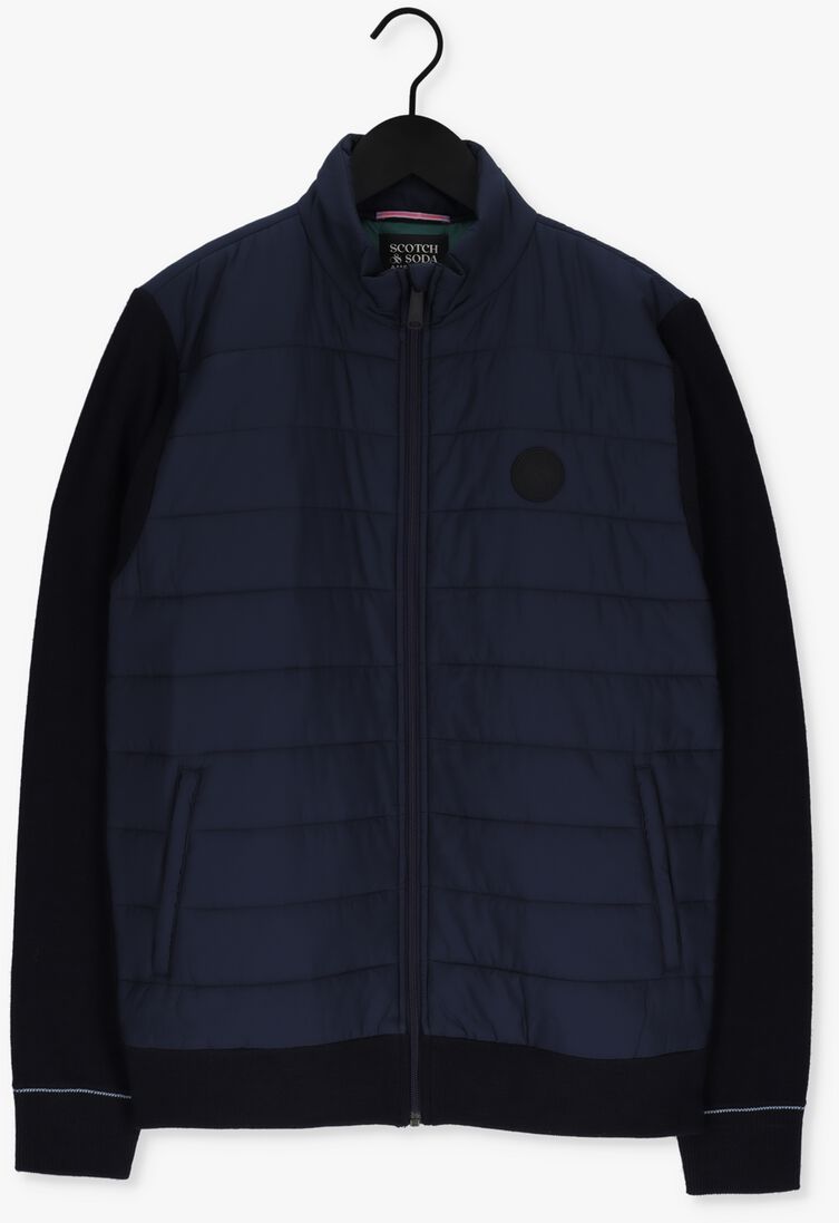 SCOTCH & SODA blauwe scotch & soda gewatteerde jas padded jacket with knitted sleeve and back panel
