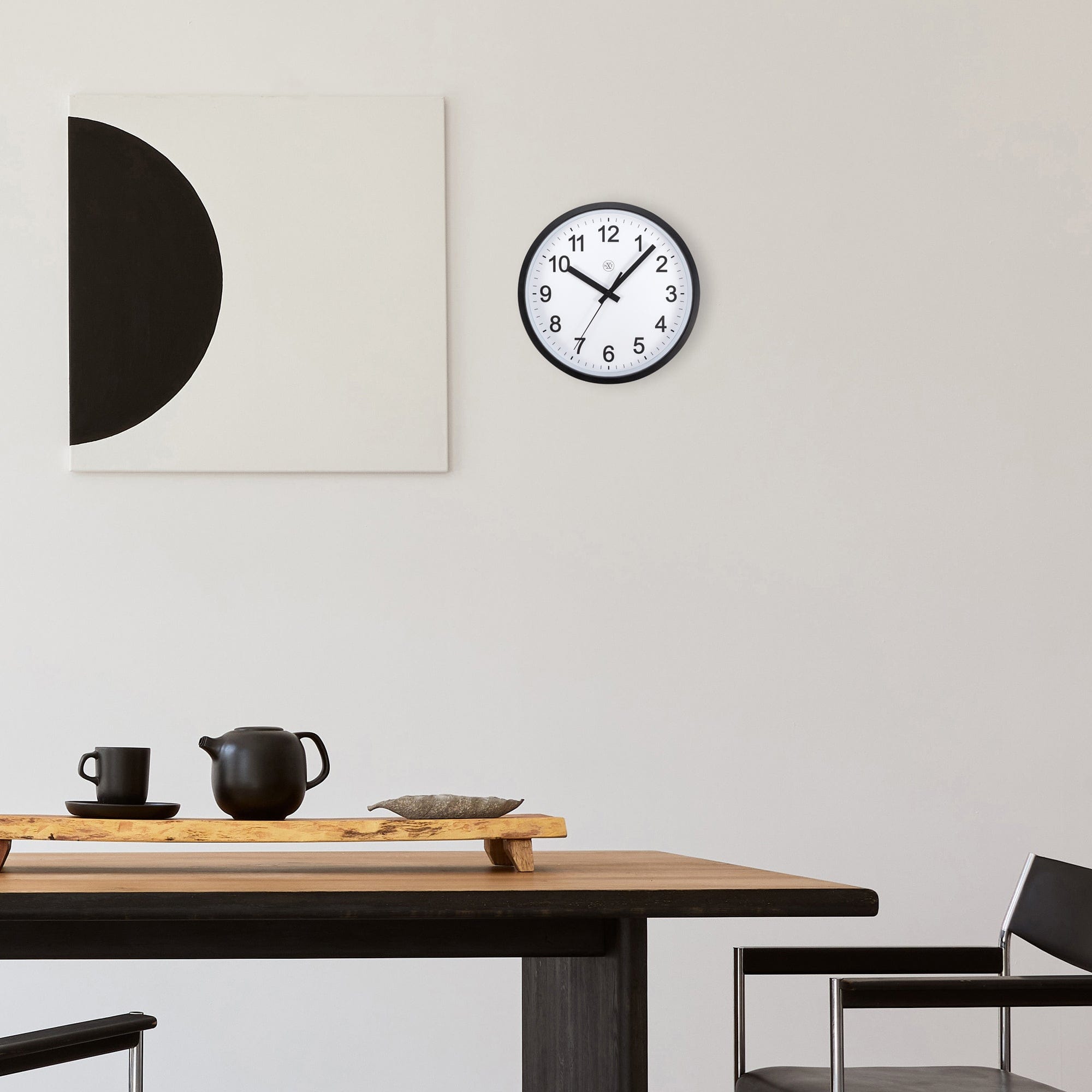 NeXtime - Wandklok 25.5cm-Stil-Zwart|Wit-Plastic-nXt 