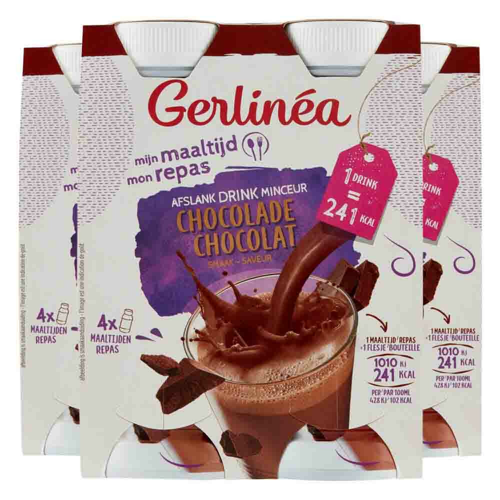 3x Gerlinea Mijn Maaltijd Afslank Drink Chocolade4 x 236 ml