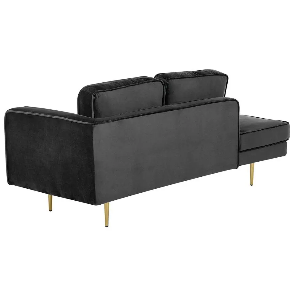 MIRAMAS - Chaise longue - Zwart - Rechterzijde - Fluweel