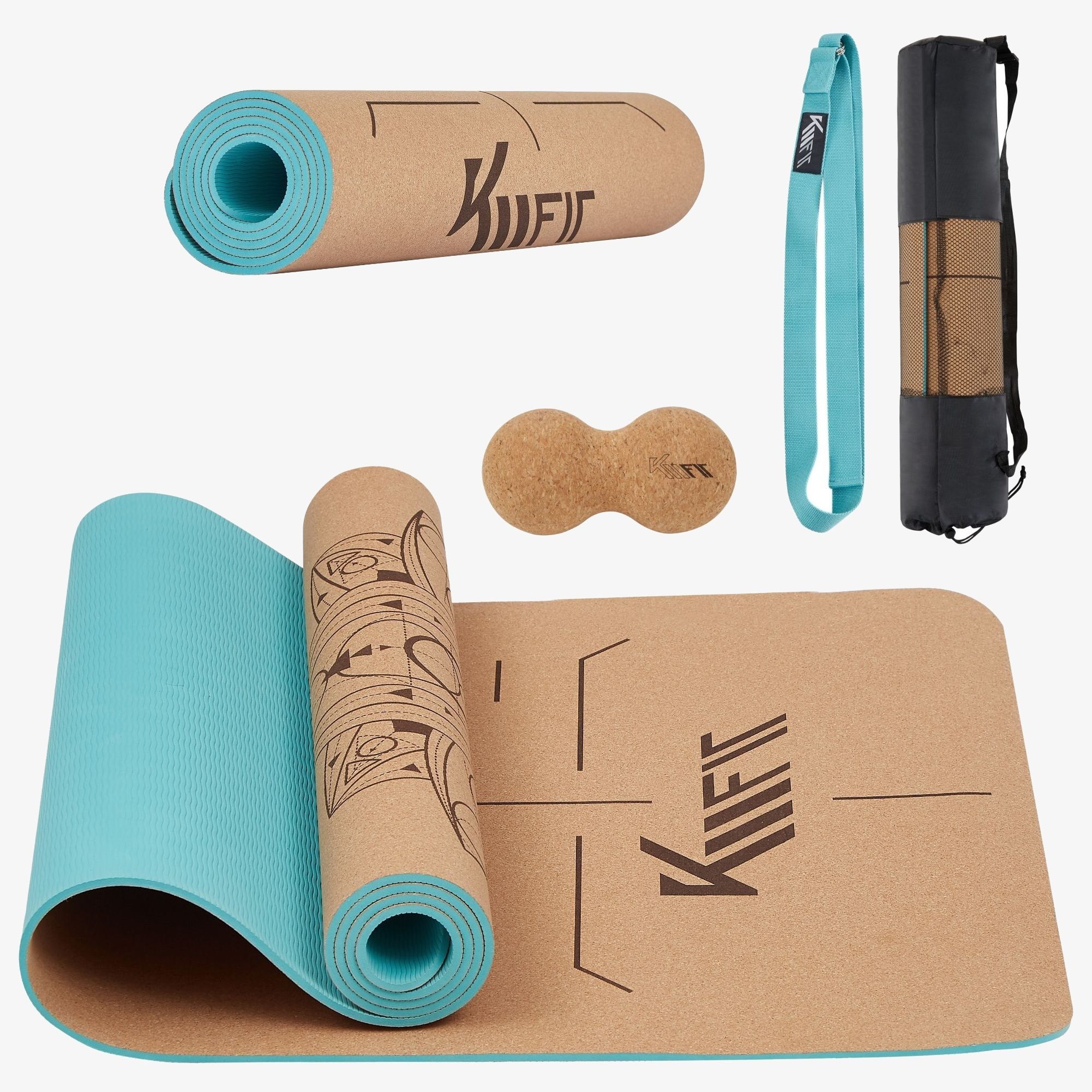 KM-Fit Tpe Yogamatte 183 x 61 cm Minz Grün