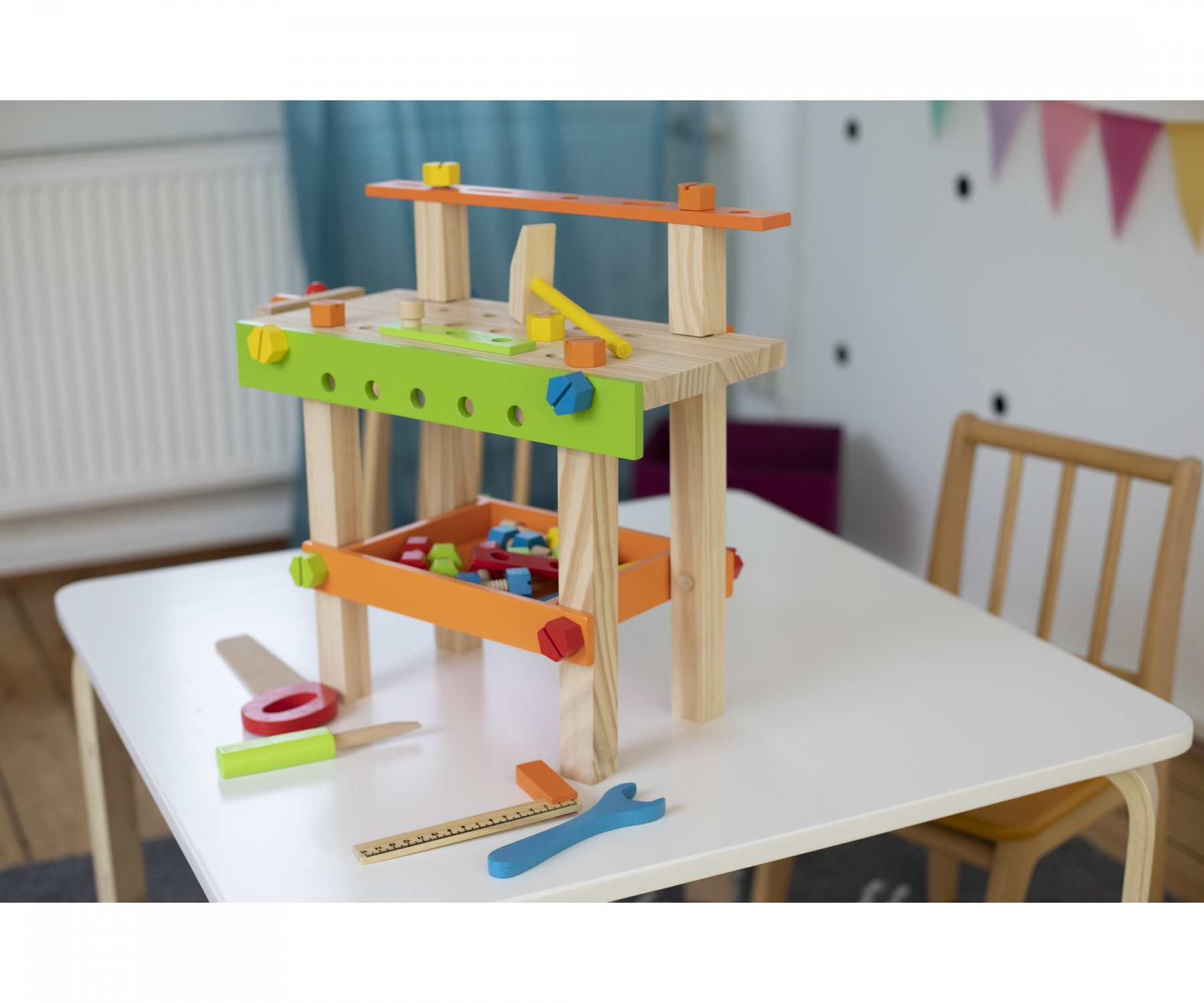 Kinder Holz Werkbank Lern Spielzeug Montessori Motorikspiel (100001844) - Bunt
