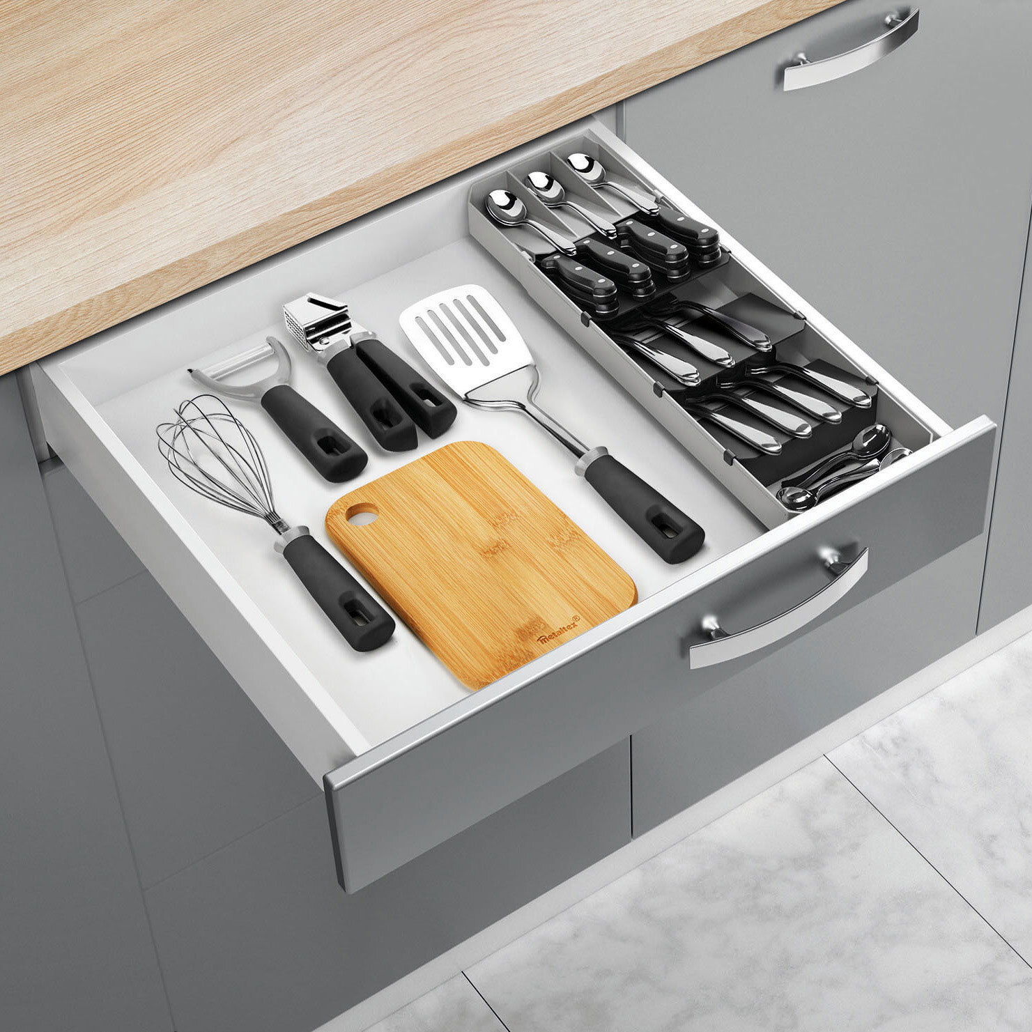 metaltex Besteck-Organizer UNI FIT 2er Set grau
